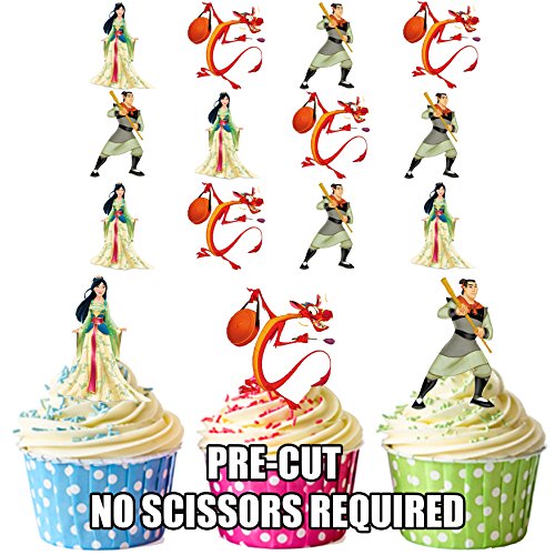 vorgeschnittenen Disney Mulan – Essbare Cupcake Topper/Kuchen Dekorationen (12 Stück) von AKGifts