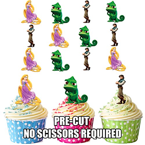 vorgeschnittenen Disney Tangled/Rapunzel – Essbare Cupcake Topper/Kuchen Dekorationen (12 Stück) von AKGifts