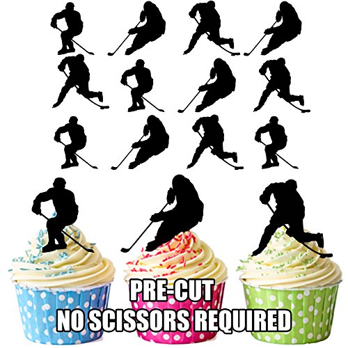 vorgeschnittenen Eishockey Silhouetten – Essbare Cupcake Topper/Kuchen Dekorationen (12 Stück) von AKGifts