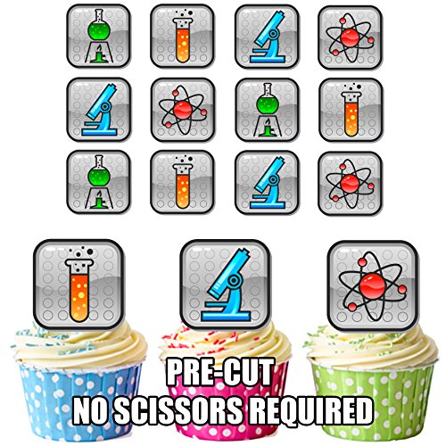 vorgeschnittenen Wissenschaft Symbole Mix – Essbare Cupcake Topper/Kuchen Dekorationen (12 Stück) von AKGifts