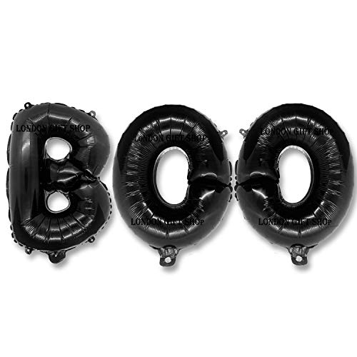 AKH® BOO Buchstaben-Text-Ballon | Folienballon 77 cm (30 Zoll) Halloween Ballon Banner mit einem aufblasbaren Kunststoffschlauch | Halloween-Luftballons für Halloween-Party-Dekorationen (schwarz) von AKH