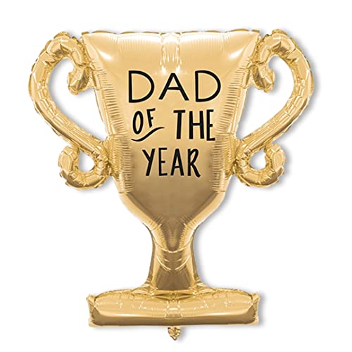AKH® Folienballon mit Aufschrift "Dad Trophäe", 86 x 66 cm, mit Kunststoffschlauch und Band, Happy Father's Day Dekoration, Happy Birthday Dad-Ballon, Party-Ballons von AKH
