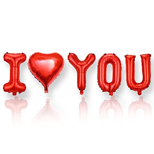 AKH® I Love You Folienballon Banner | 170 x 34 cm | Romantische Luftballons für Valentinstag, Hochzeit, Antrag Party Dekoration | Mit Aufblasschlauch & Band von AKH