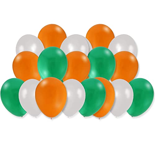 AKH® Irland St. Patrick's Day Latex-Luftballons, 24 Stück, 8 x grüne, 8 x weiße und 8 x orangefarbene Latex-Luftballons, 25,5 cm, St. Paddy's Day, irische Dekorationen, Ballons, dreifarbig, von AKH