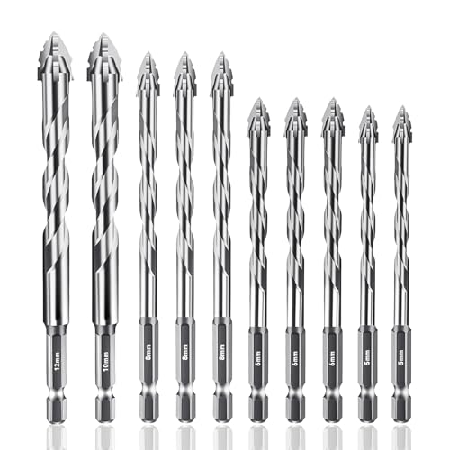 Fliesenbohrer Set, 10 Stück Sägezahnbohrer Bohrer mit 4 Schneiden Exzenterbohrer 1/4 Sechskantschaft für Glas Keramik Porzellan Fliesen Fliesenbohrer Set, 10 Stück Sägezahnbohrer Bohrer mit 4 Schneiden Exzenterbohrer 1/4 Sechskantschaft für Glas Keramik Porzellan Fliesen von AKINSTER