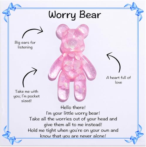 Taschenbär-Umarmung, Angstabbau-Geschenk, emotionale Unterstützungskarte, Stressabbau für Autismus, psychische Gesundheit, beruhigendes Geschenk für Sohn, Tochter, Schulanfang (Rosa) von AKLOPE