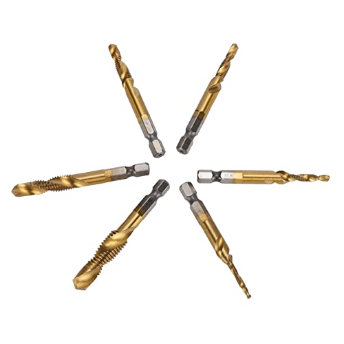 6PCS -Bohrerhahn -Set mit /4in -Hex -Schaft für Effiziente Bohrungen und (Originalfarbe) (Tiplattiert) von AKLOSIPY