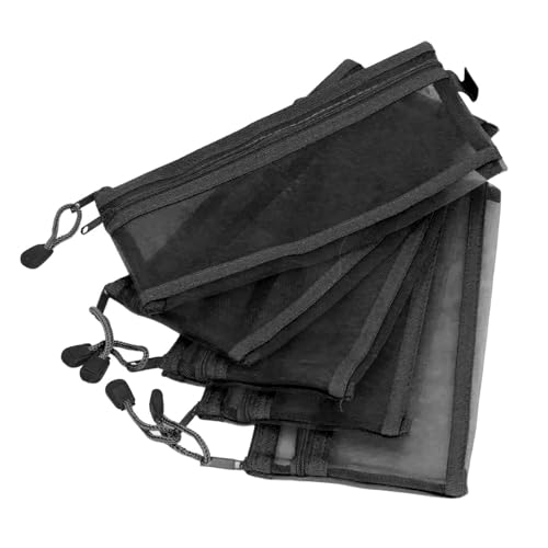 AKLOSIPY 10pcs Nylon Doppelschicht -Netz Reißverschlussbeutel für Schreibwaren, Reisen und Kosmetische Speicher (BLACK) von AKLOSIPY