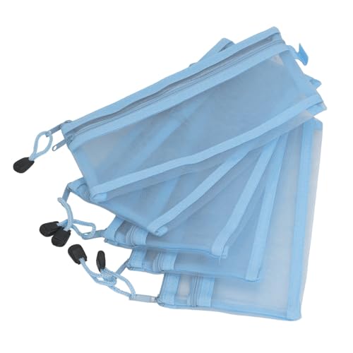 AKLOSIPY 10pcs Nylon Doppelschicht -Netz Reißverschlussbeutel für Schreibwaren, Reisen und Kosmetische Speicher (BLUE) von AKLOSIPY