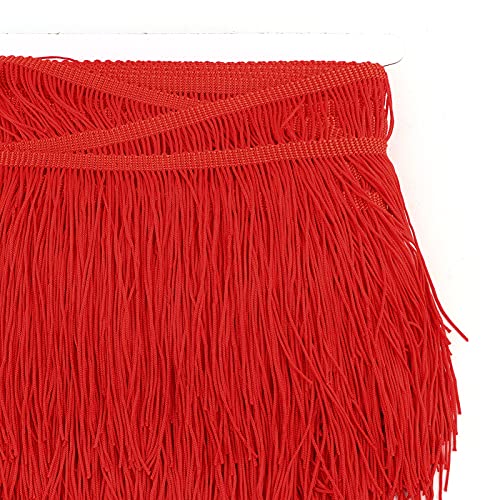 AKLOSIPY 10yd 14 Cm Bunte Fransenquasten für Lateinische Tanzkostüme, Polyester -Spitzen -Trimmbänder für DIY Bühnendekor, Bekleidungszubehör Blau (Rot) von AKLOSIPY
