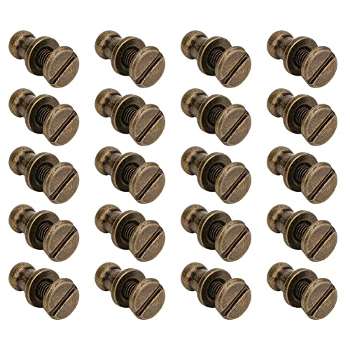 AKLOSIPY 20 Sets Schraubennagelnietkupfer -Rundkopfschstene für Modezubehör, Armbänder, Taschen, Kleidung, Schuhe und Gürtel Stilvolles Goldenes Finish (Mönchskopf Bronze 7 * 5mm) von AKLOSIPY