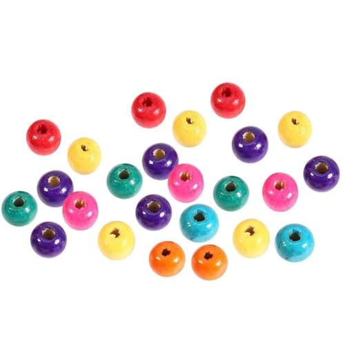 AKLOSIPY Bunte Runde Hölzerne Perlen für DIY -Schmuckherstellung - 100pcs Craft Perlen in 6 Mm, für Projekte und Geschenkideen (8 mm) von AKLOSIPY