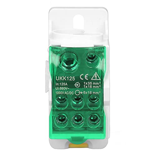 AKLOSIPY DIN Rail Junction Box Elektrische Klemme Blockleistung 690 V 125A Feuerfestes Safe Design Blau (GREEN) von AKLOSIPY