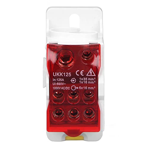AKLOSIPY DIN Rail Junction Box Elektrische Klemme Blockleistung 690 V 125A Feuerfestes Safe Design Blau (Rot) von AKLOSIPY