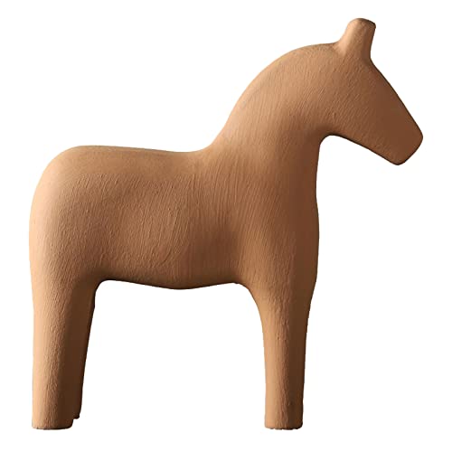 AKLOSIPY Elegante Handbemalte Holzpferdfigur in Premium Pinewood für Dekortisch-stilvolle Geschenkidee in Beige (Groß (14x18,5 cm, benötigen 2 3a Batterie)) von AKLOSIPY