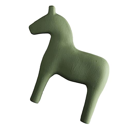 AKLOSIPY Elegante Handbemalte Holzpferdfigur in Premium Pinewood für Dekortisch-stilvolle Geschenkidee in Beige (Groß (14x18,5 cm, benötigen 2 3a Batterie)) von AKLOSIPY