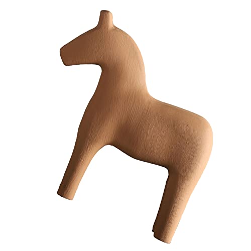 AKLOSIPY Elegante Handbemalte Holzpferdfigur in Premium Pinewood für Dekortisch-stilvolle Geschenkidee in Beige (Klein (13x15 cm, benötigen 3 3a Batterie)) von AKLOSIPY