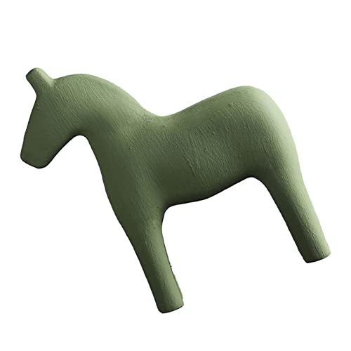 AKLOSIPY Elegante Handbemalte Holzpferdfigur in Premium Pinewood für Dekortisch-stilvolle Geschenkidee in Beige (Klein (13x15 cm, benötigen 3 3a Batterie)) von AKLOSIPY