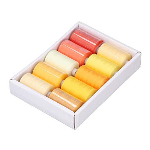 AKLOSIPY Nähfadenset 10 Farben Yellow Series 1000 Yards Polyester für -Projekte, Maschinen- und Handnähenversorgung von AKLOSIPY