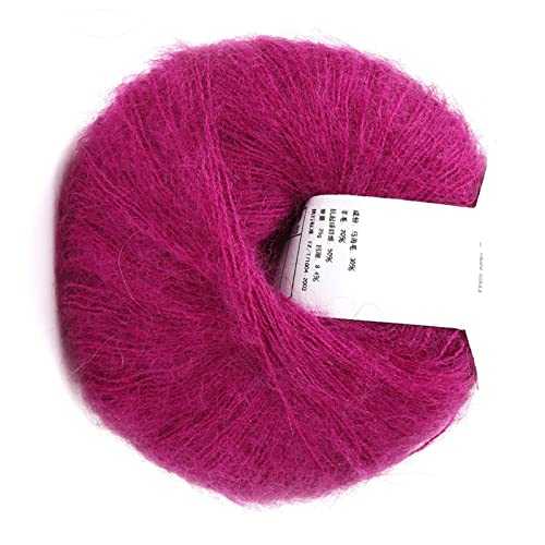 Weiches Moh-Knit-Angora-Wollgarn, Warmes und Pashm-Strickgarn für Ulare Strickwaren. Hochwertiges, Weiches Angola-Moh-Garn Zum Stricken und Häkeln (15 tiefes Rosenrot) von AKLOSIPY