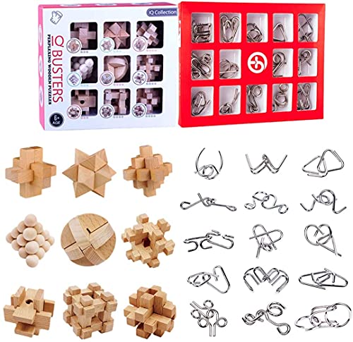 Adventskalender 2022 Knobelspiele IQ Spiele Set, 24 Stück Metallknobelspiele Holz Knobelspiele Weihnachtskalender, 3D IQ Puzzles Geduldspiele Denkspiel für Kinder und Erwachsene (#2) von AKOGD