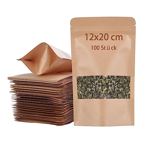 AKOLAFE 100 Stück Papiertüten Braun 12x20x5 cm Papiertüten mit Fenster Luftdicht Kraftpapier Tüten Kraftpapiertüten Klein Hochwertig Kekstüten für Süßigkeit, Nüsse, Kaffeebohn, Gewürze, Teeblätter AKOLAFE 100 Stück Papiertüten Braun 12x20x5 cm Papiertüten mit Fenster Luftdicht Kraftpapier Tüten Kraftpapiertüten Klein Hochwertig Kekstüten für Süßigkeit, Nüsse, Kaffeebohn, Gewürze, Teeblätter von AKOLAFE