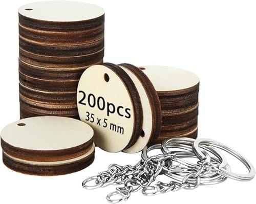 AKOLAFE 200 Stück Runde Holzscheiben 35mm Holzplättchen mit Loch 5mm Dick Holzplatte Schlüsselanhänger Basteln Holzscheiben klein Natürlich Deko Baumscheiben Holzbrett für DIY, Geburtstag, Hochzeit AKOLAFE 200 Stück Runde Holzscheiben 35mm Holzplättchen mit Loch 5mm Dick Holzplatte Schlüsselanhänger Basteln Holzscheiben klein Natürlich Deko Baumscheiben Holzbrett für DIY, Geburtstag, Hochzeit von AKOLAFE