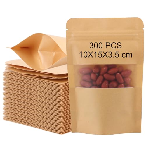 AKOLAFE 300 Stück Papiertüten mit Fenster 10x15 cm Papiertüten Braun 3,5 cm Dicke Luftdicht Kraftpapier Tüten Kraftpapiertüten Klein Kekstüten für Süßigkeit, Nüsse, Kaffeebohn, Gewürze, Teeblätter AKOLAFE 300 Stück Papiertüten mit Fenster 10x15 cm Papiertüten Braun 3,5 cm Dicke Luftdicht Kraftpapier Tüten Kraftpapiertüten Klein Kekstüten für Süßigkeit, Nüsse, Kaffeebohn, Gewürze, Teeblätter von AKOLAFE