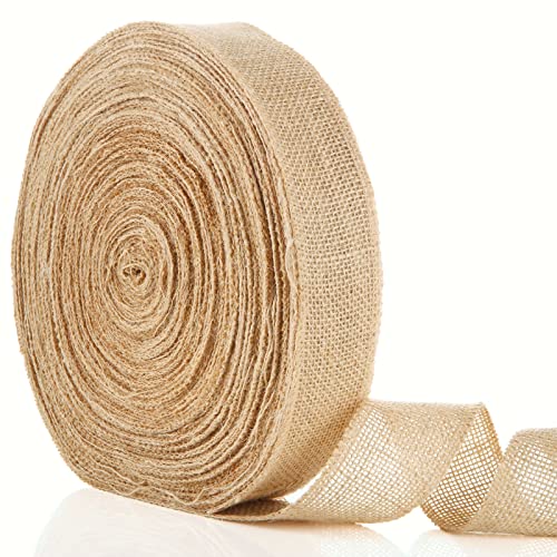 AKOLAFE Juteband Natur 50m x 5cm Breit Burlap Geschenkband Vintage Deko Sackleinen Band Natur Stoffband Geschenkbänder für DIY Verparkung Handwerk Weihnachten Hochzeit Party von AKOLAFE