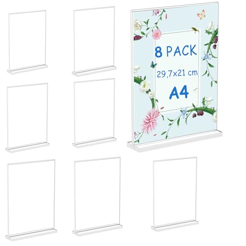AKOLAFE 8 Stück Aufsteller A4 Acryl Tischaufsteller Goldene Hochzeit Transparent Din A4 Aufsteller 21 x 29,7 cm Schräg Plexiglas Tischaufsteller A4 Menükartenhalter für Restaurant,Fotos,Büro,Cafe AKOLAFE 8 Stück Aufsteller A4 Acryl Tischaufsteller Goldene Hochzeit Transparent Din A4 Aufsteller 21 x 29,7 cm Schräg Plexiglas Tischaufsteller A4 Menükartenhalter für Restaurant,Fotos,Büro,Cafe von AKOLAFE