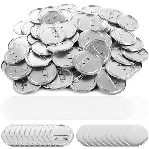 AKOLAFE Sourcing Map 200 Stück 58 mm Blanko-Nadel Rückseite Nähknöpfe Nähen Runde Metallabdeckung Kunststoff Knopf Rückseite Transparente Folie für Knopfmacher Maschine von AKOLAFE