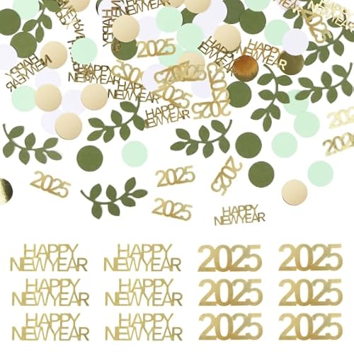AKONE Konfetti Silvester Deko 2025, Happy New Year Deko 2025, 200 Stück Silvester Deko Konfetti Grün Streudeko, Konfetti Silvester Tischdeko für Silvester Party 2025 AKONE Konfetti Silvester Deko 2025, Happy New Year Deko 2025, 200 Stück Silvester Deko Konfetti Grün Streudeko, Konfetti Silvester Tischdeko für Silvester Party 2025 von AKONE
