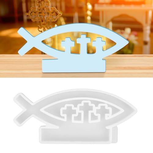 AKONE Silikonform Fisch Kommunion, Silikonformen Gießformen Fische, Gießform Fisch Kerzenhalter, Gießformen Silikon Fisch, Silikonform Fisch mit Kreuz für Kommunion Deko Kommunion Geschenk AKONE Silikonform Fisch Kommunion, Silikonformen Gießformen Fische, Gießform Fisch Kerzenhalter, Gießformen Silikon Fisch, Silikonform Fisch mit Kreuz für Kommunion Deko Kommunion Geschenk von AKONE