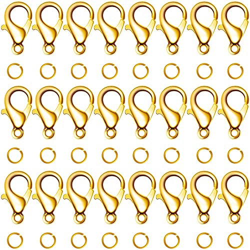 Edelstahl Karabinerverschluss 100 Stück, 7mm Öffnen Sprung Ringe 100 Stück Biegeringe Mini karabiner schmuck Hummer Greifer Haken Ketten Ohrring Armband DIY Verschlüsse Schmuckherstellung (Gold) von AKONE