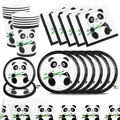 Panda Partygeschirr Set, Panda Geburtstag Party Dekoration, Panda Thema Geburtstagsdeko, Kindergeburtstag Geschirr Deko, Panda Teller, Tassen, Servietten, Tischtücher Party Supplies für 10 Gäste Panda Partygeschirr Set, Panda Geburtstag Party Dekoration, Panda Thema Geburtstagsdeko, Kindergeburtstag Geschirr Deko, Panda Teller, Tassen, Servietten, Tischtücher Party Supplies für 10 Gäste von AKONE