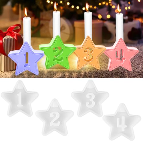 Stern Silikonform Kerzenhalter 4 Stück, Silikonform Zahlen 1-4 Gießform Kerzenhalter, Silikon Gießform Kerzenhalter, Silikonformen Gießformen Kerzenhalter Stern für DIY Weihnachten Deko Stern Silikonform Kerzenhalter 4 Stück, Silikonform Zahlen 1-4 Gießform Kerzenhalter, Silikon Gießform Kerzenhalter, Silikonformen Gießformen Kerzenhalter Stern für DIY Weihnachten Deko von AKONE