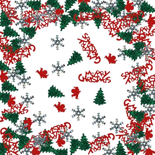 AKONE Konfetti Weihnachten, Tischdeko Weihnachten, Streudeko Weihnachten, 30g Glitzer Konfetti Weihnachts Tischdeko, Merry Christmas Schneeflocken Weihnachtsbaum Weihnachtsmann Weihnachten Deko von AKONE