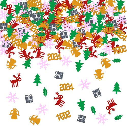 AKONE Konfetti Weihnachten, Tischdeko Weihnachten, Streudeko Weihnachten, 30g Glitzer Konfetti Weihnachts Tischdeko, 2024 Weihnachten Schneeflocken Rentier Weihnachtsbaum Konfetti Deko von AKONE