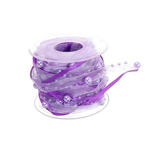 AKOOSY 1 Rolle Blumenstraußbänder für Paket Party Braut- Bandhochzeit hochzeitsgang dekorationen Schleife weihnachtsdeko christmas decorations Hochzeitsband dekoratives Perlenband Violet von AKOOSY