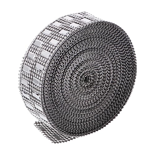 AKOOSY 1 Rolle Diy Zubehör Trimmt Funkeln Für Kuchen Geburtstag Schleife Goldenes Strassband Strasssteine Künstliches Diamantband 8-reihiges Rautenband Bling-bohrband Plastik Silver von AKOOSY