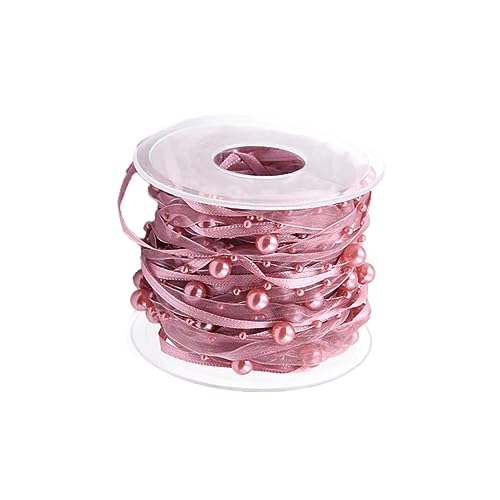 AKOOSY 1 Rolle Geschenkband funkeln Hochzeitsstrauß aus Seide Engagement Party Dekorationen rosa Gang seidenband ribbon dekoratives Perlenband Piyester-Gurtbänder für Partys Rosy von AKOOSY