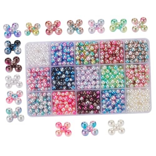 AKOOSY 1 Schachtel Bunte Abs Kunststoff Perlen Loose Beads für DIY Schmuckherstellung Armbänder Halsketten Bastelperlen Auffädeln Langlebig Leicht und Bruchsicher von AKOOSY