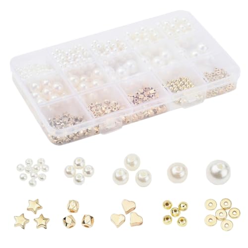 AKOOSY 1 Schachtel Eck Spacer Perlen Teilig mit Imitationsperlen Große für DIY Armband Schmuckherstellung Vielseitige Bastelperlen für Handgemachte Halsketten und Ohrringe AKOOSY 1 Schachtel Eck Spacer Perlen Teilig mit Imitationsperlen Große für DIY Armband Schmuckherstellung Vielseitige Bastelperlen für Handgemachte Halsketten und Ohrringe von AKOOSY