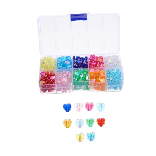 AKOOSY 1 Schachtel Farben Transparente Acryl Herz Perlen Lose Schmuckperlen für DIY Armband Halskette Basteln Box AKOOSY 1 Schachtel Farben Transparente Acryl Herz Perlen Lose Schmuckperlen für DIY Armband Halskette Basteln Box von AKOOSY