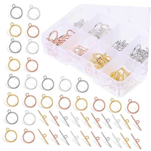 AKOOSY 1 Schachtel Runde Knebelverschlüsse aus Langlebiger Legierung Toggle Schmuckverbinder Eleganter Vintage Stil für Armbänder Halsketten DIY Schmuckherstellung Einfache Anwendung von AKOOSY