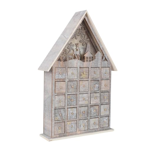 AKOOSY 1 Stück Dekorative Lichter Ornamente Adventskalender Weihnachten Brauch Weihnachtsdekorationen Lasst Uns Szene Weihnachtsschmuck Für Schubladenkalenderverzierung Hölzern Beige von AKOOSY