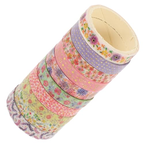 AKOOSY 10 Rollen Dekorative Washi Tapes Lang Vielseitige Bastel und Geschenkband für Scrapbooking DIY Deko Geschenkverpackung Buntes Glitzerndes Klebeband von AKOOSY
