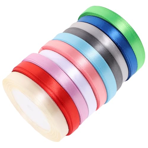 AKOOSY 10 Rollen Geschenkband Satin mit Doppelten Goldkanten Buntes Dekoband für Geschenkverpackung Blumenarrangements und Bastelarbeiten Strapazierfähiges Polyesterband für von AKOOSY