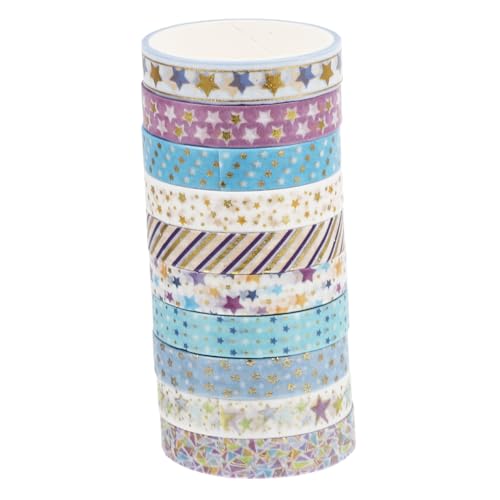 AKOOSY 10 Rollen Hot Stamping Washi Tape Set mit Schmalem Stern Motiv Dekoratives Klebeband aus Papier für Scrapbooking Journaling Geschenkverpackungen Vielseitig und Einfach Abreißbar von AKOOSY