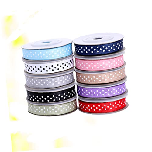 AKOOSY 10 Rollen Teiliges Gepunktetes Geschenkband Yards pro Robustes Dekoband für DIY Schleifen Partydekoration Geschenkverpackung Bastelprojekte Vielseitig Einsetzbar Farbenfroh von AKOOSY